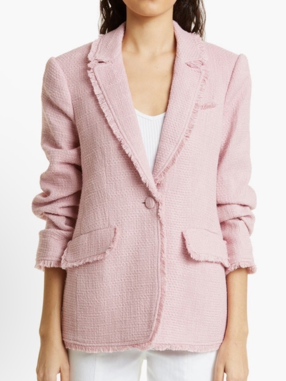 Cinq A Sept Khloe Boucle Blazer Blush Mauve Pink Size 8